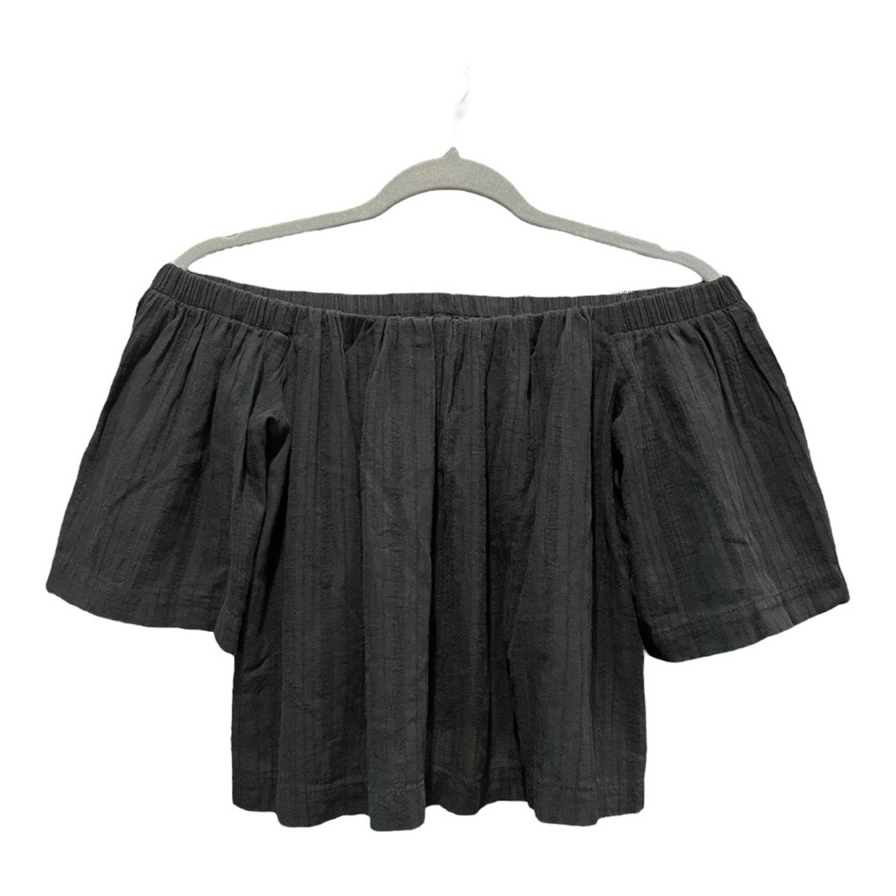 REFORMATION Tomato Off Shoulder Linen Top Crop Blouse Black Womens Size XS - Picture 2 of 12